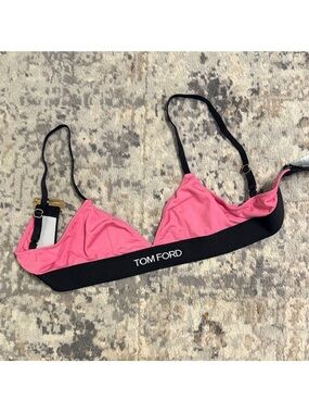 Tom Ford Hot Pink Triangle Bralette with Black Logo Band